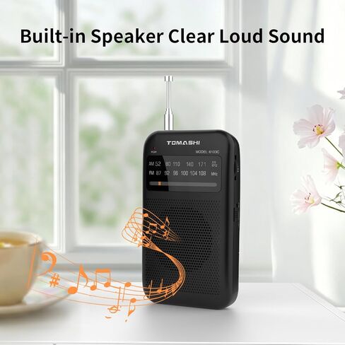 TOMASHI Portable AM FM Radio, Pocket Battery Operated Transistor Radio | Clear reception with built-in speaker and earphone jack. Compact mini radio for walking, travel, home and emergency use. in Saudi Arabia