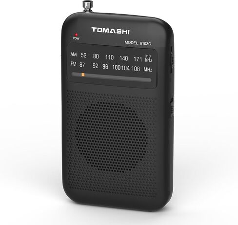 TOMASHI Portable AM FM Radio, Pocket Battery Operated Transistor Radio | Clear reception with built-in speaker and earphone jack. Compact mini radio for walking, travel, home and emergency use. in Saudi Arabia