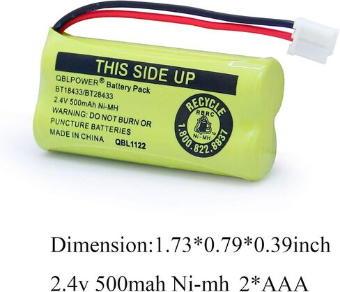 2.4V BT18433/BT28433 Rechargeable Battery Compatible with AT&T Vtech Phones BT18433 BT184342 BT28433 BT284342 BT-8300 BATT-6010 BT1011 BT1018 BT1022 BT1031 89-1326-00-00 CPH-515D(Pack of 2) in Saudi Arabia