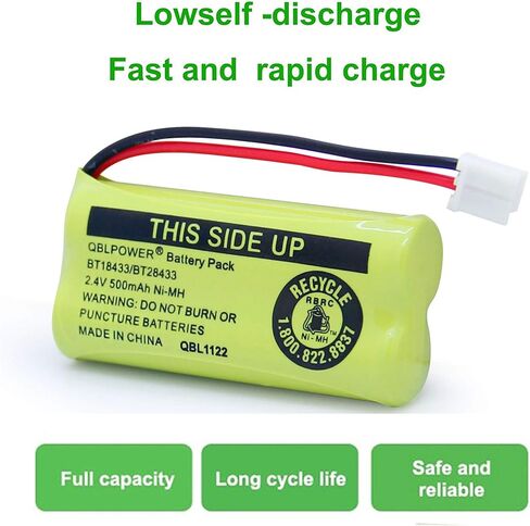 2.4V BT18433/BT28433 Rechargeable Battery Compatible with AT&T Vtech Phones BT18433 BT184342 BT28433 BT284342 BT-8300 BATT-6010 BT1011 BT1018 BT1022 BT1031 89-1326-00-00 CPH-515D(Pack of 2) in Saudi Arabia