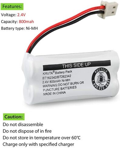 BT162342/BT262342 2.4V 800mAh Ni-MH Cordless Phone Battery Pack, Also Compatible with BT183342/BT283342 AT&T EL52351 TL90070 VTech CS5119 DS6511 DS6722 LS6305 Handset, 2-Pack in Kuwait