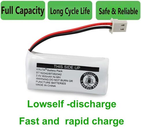 BT162342/BT262342 2.4V 800mAh Ni-MH Cordless Phone Battery Pack, Also Compatible with BT183342/BT283342 AT&T EL52351 TL90070 VTech CS5119 DS6511 DS6722 LS6305 Handset, 2-Pack in Kuwait