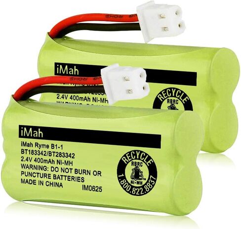 iMah BT183342/BT283342 2.4V 400mAh Ni-MH Battery Compatible with AT&T CL82207 EL52100 EL50003 VTech CS6709 CS6609 CS6409 BL102-3 Handset Replace Battery BT166342 BT266342 BT162342 BT262342, 2-Pack in Kuwait