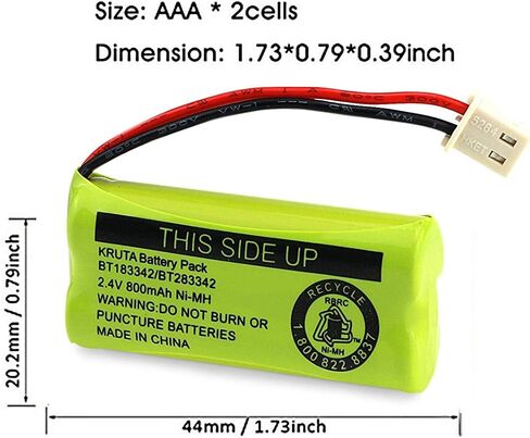 BT183342 BT283342 BT166342 BT266342 BT162342 BT262342 Battery Compatible with VTech CS6114 CS6419 CS6719 AT&T EL52300 CL80112 VTech CS6719-2 Cordless Handsets in Saudi Arabia