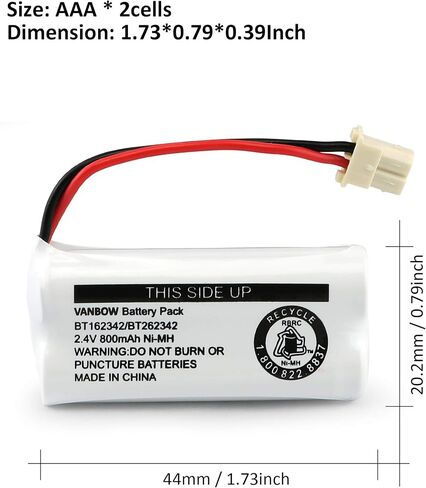 BT162342 BT262342 2.4V 800mah Ni-MH Phone Batteries Compatible with BT183342 BT283342 for VTech CS6719 CS6409 CS6419 CS6429 CS80100 AT&T CL81101 EL5210 EL52400 Handset Telephone (Pack 2) in Saudi Arabia