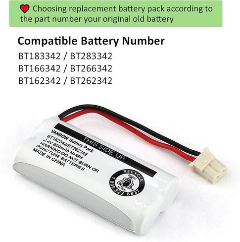 BT162342 BT262342 2.4V 800mah Ni-MH Phone Batteries Compatible with BT183342 BT283342 for VTech CS6719 CS6409 CS6419 CS6429 CS80100 AT&T CL81101 EL5210 EL52400 Handset Telephone (Pack 2) in Saudi Arabia