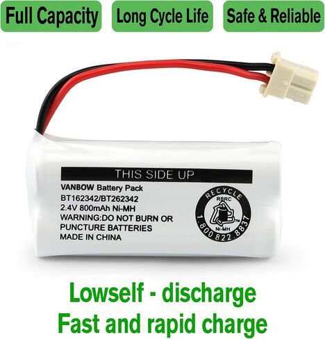 BT162342 BT262342 2.4V 800mah Ni-MH Phone Batteries Compatible with BT183342 BT283342 for VTech CS6719 CS6409 CS6419 CS6429 CS80100 AT&T CL81101 EL5210 EL52400 Handset Telephone (Pack 2) in Saudi Arabia