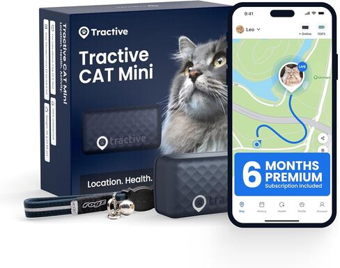 Tractive Smart Cat GPS Tracker with Free 6 Month Subscription | Real-Time Location & Wellness Monitoring for Cats 6.5 lbs+ | Territory & Location History | Up to 5-Day Battery (Dark Blue) in Saudi Arabia