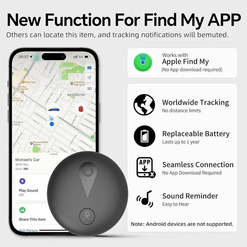 Nilone Undetectable GPS Tracker for Vehicles - Real-Time Tracking Device | No Monthly Fee/No SIM Card, Works with iOS Find My | Mini Hidden Magnetic GPS Locator, Ultra-Slim, IP68 Waterproof, Reliable in Saudi Arabia