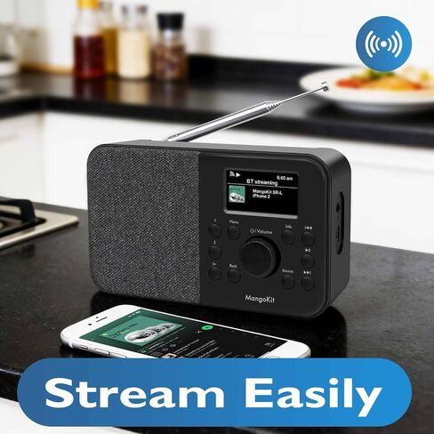 SR-L Radio, Bluetooth, FM & Internet, 150 Presets- Black | Podcast player, 50,000+ internet stations, alarm clock, sleep timer, colour display, mains or battery, compact kitchen radio in Saudi Arabia