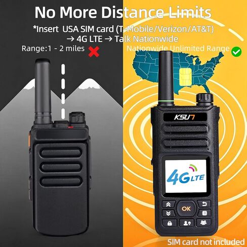 KSUN 4G PoC Walkie Talkie,US Unlocked Smart Radio with Zello | Android 8.1 OS,WiFi & Bluetooth.Real Push-to-Talk via Zello app.Rugged design for construction,truck fleets,outdoor teams. in Saudi Arabia
