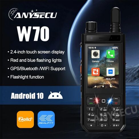 Anysecu W70 Android 10 Network Radio Zello/Real Walkie Talkie GPS PTT IP67 POC Radio 4100mAh Type-c Mobile Radio in Saudi Arabia