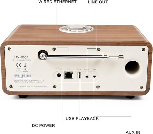 LEMEGA M3+ Internet Radio, Podcasts,Spotify, Bluetooth, FM Stereo, Walnut | Full colour display, 40 presets, remote control, acoustic wooden cabinet, headphone jack, USB, AUX-in, dual alarms clock in Saudi Arabia