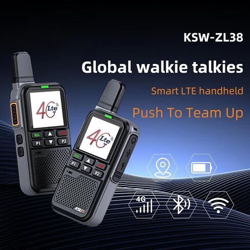 راديو شبكة KSUN 4G مع بلوتوث واي فاي جهاز اتصال لاسلكي طويل المدى 1.77 بوصة شاشة عرض ملونة LTE/POC اتجاهين راديو اضغط للتحدث لـ Zello Android 8.1، شحن من النوع C، ZL38 in Kuwait