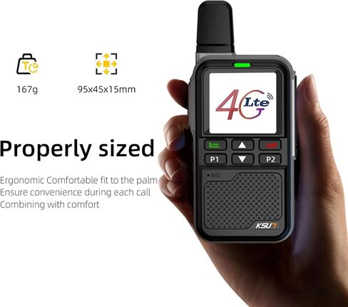 راديو شبكة KSUN 4G مع بلوتوث واي فاي جهاز اتصال لاسلكي طويل المدى 1.77 بوصة شاشة عرض ملونة LTE/POC اتجاهين راديو اضغط للتحدث لـ Zello Android 8.1، شحن من النوع C، ZL38 in Kuwait