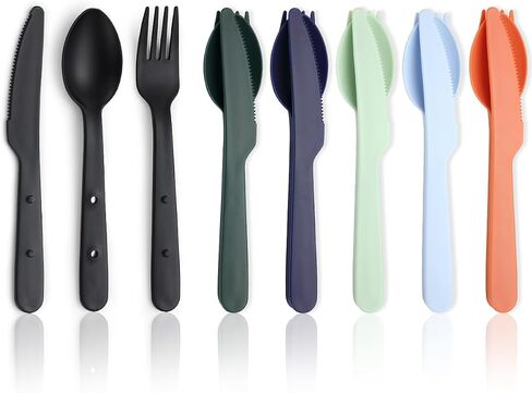 Evanda Travel Utensils Set for 6, Reusable Plastic Knife Fork Spoon Snapped Together for Easy Portability and Save Space, Silverware Cutlery Utensils Set for Work, Camping, Picnic, Gadgets, Lunch Box in Saudi Arabia