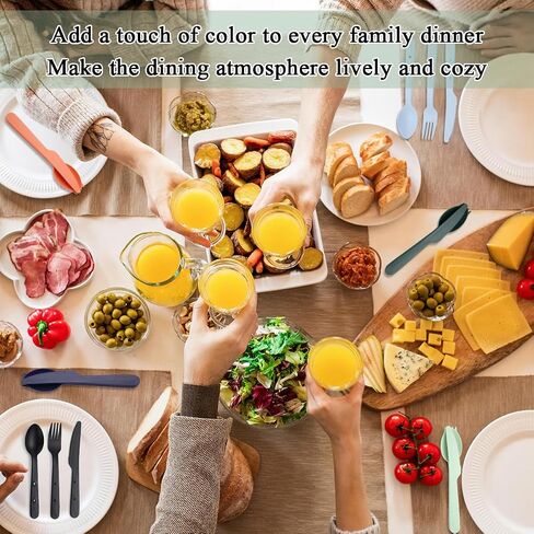 Evanda Travel Utensils Set for 6, Reusable Plastic Knife Fork Spoon Snapped Together for Easy Portability and Save Space, Silverware Cutlery Utensils Set for Work, Camping, Picnic, Gadgets, Lunch Box in Saudi Arabia