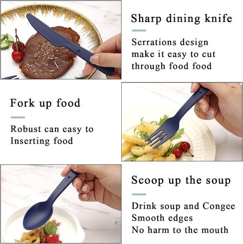 Evanda Travel Utensils Set for 6, Reusable Plastic Knife Fork Spoon Snapped Together for Easy Portability and Save Space, Silverware Cutlery Utensils Set for Work, Camping, Picnic, Gadgets, Lunch Box in Saudi Arabia
