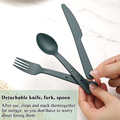 Evanda Travel Utensils Set for 6, Reusable Plastic Knife Fork Spoon Snapped Together for Easy Portability and Save Space, Silverware Cutlery Utensils Set for Work, Camping, Picnic, Gadgets, Lunch Box in Saudi Arabia