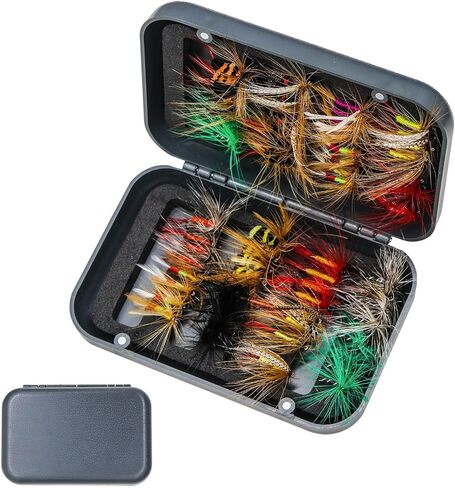40/64PCS Fly Fishing Flies Hook Kit, Handmade Fish Lures Box | Dry Wet Flies, for Trout Bass, Portable Gear for Saltwater Freshwater Fly Fishing in Saudi Arabia