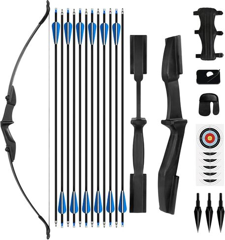 Recurve Bow and Arrow Set Archery Adult Bow Ambidextrous 40lbs | Takedown in Saudi Arabia