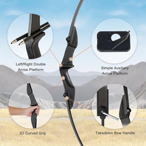 Recurve Bow and Arrow Set Archery Adult Bow Ambidextrous 40lbs | Takedown in Saudi Arabia