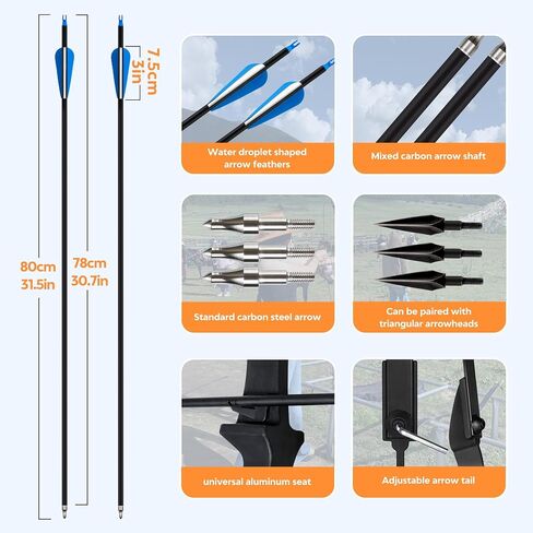 Recurve Bow and Arrow Set Archery Adult Bow Ambidextrous 40lbs | Takedown in Saudi Arabia