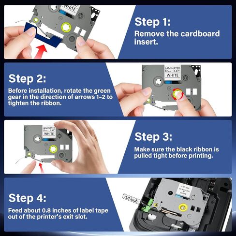 TZE-231 Label Maker Tape 12mm 0.47 Laminated Black on White 1/2" x 8m Replacement for Ptouch TZ TZE TZE231 Label Tape Cassette for PT-D220 PTD220 D220 PT-D210 PTD210 PT-H110 PT-D200 PT-D410 (5 Packs) in Saudi Arabia