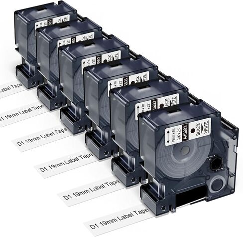6-Pack Replace for DYMO D1 Label Tape 45013 Black on White 1/2 Inch x 23 Ft | Compatible with DYMO Label Maker Refills D1 A45013 12mm x 7m for LabelManager 160 280 210D 360D 420P 500TS 640CB PnP ColorPoP in Saudi Arabia