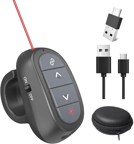 Presentation Clicker with Laser Pointer, Finger Ring Clicker Rechargeable | USB C Laser Pointer Computer Clickers, Hyperlink PPT Clicker for Classroom Teacher Projector Slide Advancer in Saudi Arabia