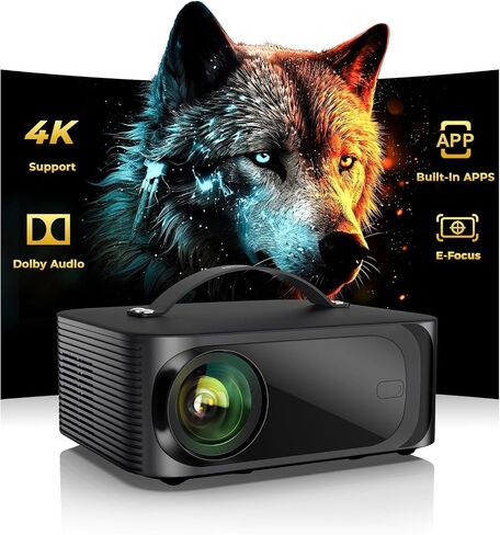ONOAYO Outdoor-Projector-4K with AI Auto Focus,50WDolby Audio,Built-in Apps | High Brightness, Smart OS 2.0, Movie Projector with WiFi Bluetooth, Portable Proyector for Bedroom/Ceiling/Camping in Saudi Arabia