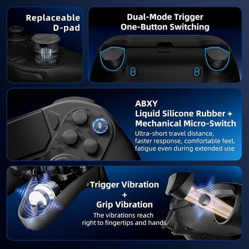 AceGamer Hypershadow D4 2.4G Wireless Controller for PS4/Switch/PC/IOS/Android/Steam Deck, TMR Joysticks, Instant Trigger Switch, Mechanical Buttons, 4 Macro Back Paddles, Turbo, 6-Axis Gyro, Grip Vibration +Trigger Vibration in Saudi Arabia