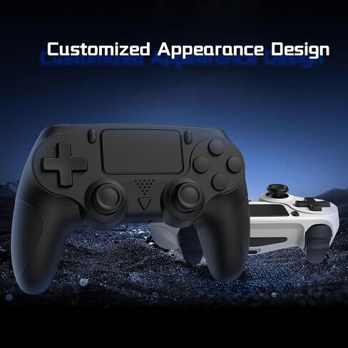 Huniquedec 2 وحدة تحكم لاسلكية لجهاز PS4/Pro/Slim/PC مع قبضة مضادة للانزلاق واهتزاز مزدوج، قبضة مريحة، كابل USB-C، متوافق مع بلاي ستيشن 4 (أسود وأبيض) in Saudi Arabia