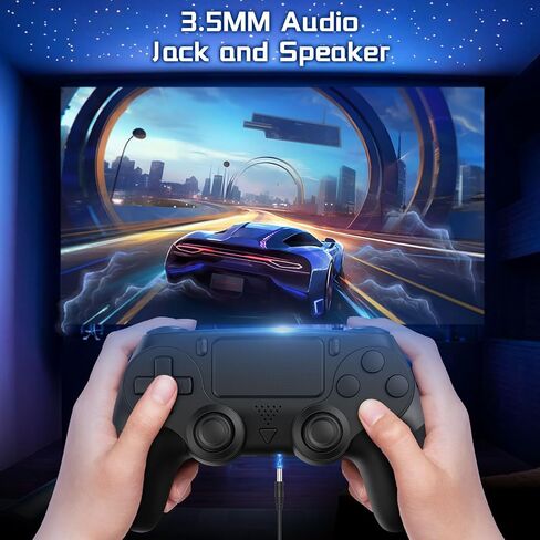 Huniquedec 2 وحدة تحكم لاسلكية لجهاز PS4/Pro/Slim/PC مع قبضة مضادة للانزلاق واهتزاز مزدوج، قبضة مريحة، كابل USB-C، متوافق مع بلاي ستيشن 4 (أسود وأبيض) in Saudi Arabia