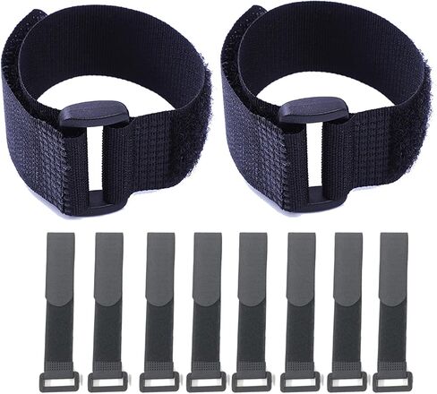 10Pack 1x8" Reusable Nylon Cable Straps with Buckle for Cords Organizer | Self-adhesive, Fastening Hook and Loop Cables,black Securing Straps,Cinch Straps,Adjustable, Heavy Duty Cords Storage tidy in Saudi Arabia