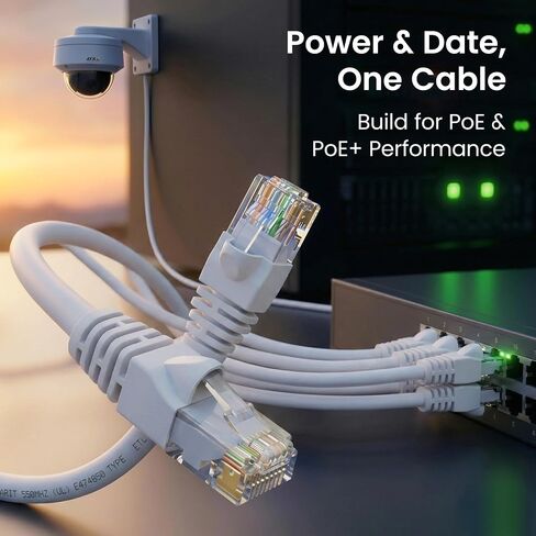 GEARit Cat 6 Ethernet Patch Cable 25 ft White (10 Pack) Cat6 Patch Cables 25ft White/Ethernet Patch Cable, 10Gbps 550MHz 24AWG Pure Copper, Snagless, Gold Plated RJ45 for Router, Server, Router, PC | Ethernet Patch Cable, 10Gbps 550MHz 24AWG Pure Copper,  in Saudi Arabia