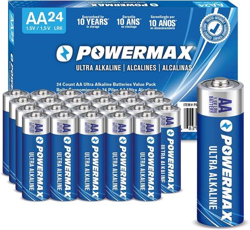 Powermax 24-Count AA Batteries, Ultra Long Lasting Alkaline Battery, 10-Year Shelf Life, Reclosable Packaging in Saudi Arabia