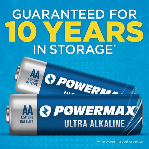 Powermax 24-Count AA Batteries, Ultra Long Lasting Alkaline Battery, 10-Year Shelf Life, Reclosable Packaging in Saudi Arabia
