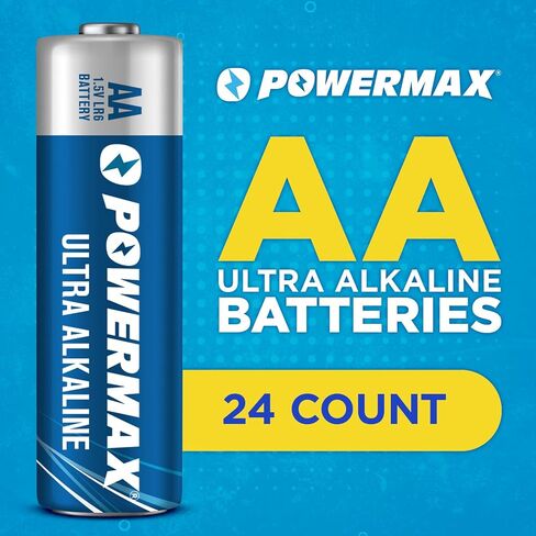 Powermax 24-Count AA Batteries, Ultra Long Lasting Alkaline Battery, 10-Year Shelf Life, Reclosable Packaging in Saudi Arabia