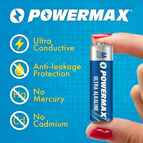 Powermax 24-Count AA Batteries, Ultra Long Lasting Alkaline Battery, 10-Year Shelf Life, Reclosable Packaging in Saudi Arabia