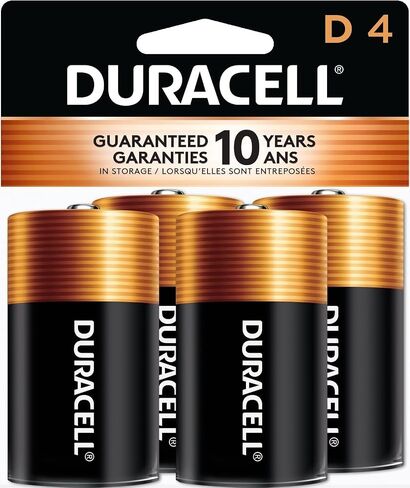 Duracell Coppertop D Batteries, 4 Count, 10-Year Shelf Life, Long-lasting in Kuwait