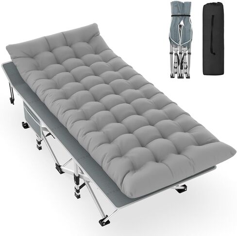 Slendor Folding Camping Cot for Adults, Portable Sleeping Cot 500lbs | 1200D Double Layer Oxford | Carry Bag Included | For Guest, Travel, RV | Charcoal Grey in Saudi Arabia