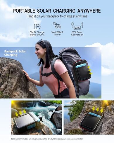 BKLES 3-in-1 Water Filter System for Survival Gear & Emergency Preparedness | 6-stage portable solar electric purifier with hand pump, 0.01 Micron, 1800 gallons for camping, hiking, backpacking, travel in Saudi Arabia