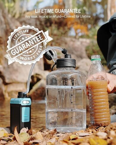 BKLES 3-in-1 Water Filter System for Survival Gear & Emergency Preparedness | 6-stage portable solar electric purifier with hand pump, 0.01 Micron, 1800 gallons for camping, hiking, backpacking, travel in Saudi Arabia