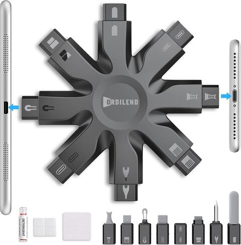 Ordilend iPhone Charging Cleaning Kit, All-in-1 for Airpod Speaker Cleaner | Electronics Deep Cleaning Reusable Brush Tool, Premium Silicone for iPhone iPad Macbook Airpod Camera, Gaming Accessories in Saudi Arabia