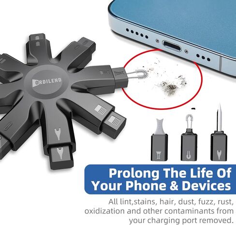 Ordilend iPhone Charging Cleaning Kit, All-in-1 for Airpod Speaker Cleaner | Electronics Deep Cleaning Reusable Brush Tool, Premium Silicone for iPhone iPad Macbook Airpod Camera, Gaming Accessories in Saudi Arabia