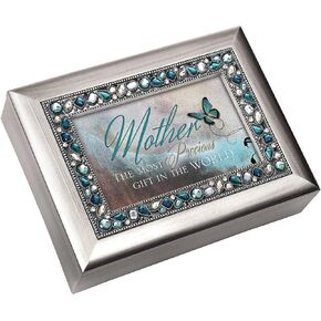 Cottage Garden Mother The Most Precious Gift Aqua Jeweled Music Box Plays Wind Beneath My Wings