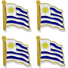 HSQCEZ 4 Pack Uruguay Flag Lapel Pin - Uruguayan Flags Pins Lapel Hat Backpacks Suit Decoration & Men Women Waving Patriotic Enamel Metal Badge Souvenir