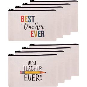 Hlonon 8 PCS Teacher Gifts Makeup Bags Cosmetic Travel Carrying Case Toiletry Pouch with Zipper in 2 Unique Designs, Graduation Teacher Appreciation Gifts in Kuwait