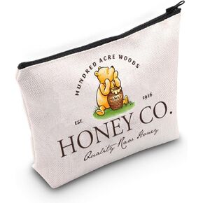 TOBGBE Pooh Bear Gifts Vintage Hundred Acre Woods Honey Co Zipper Cosmetic Bag Gift Pooh Gift For Women Pooh Lover Gift (Hundred Acre)